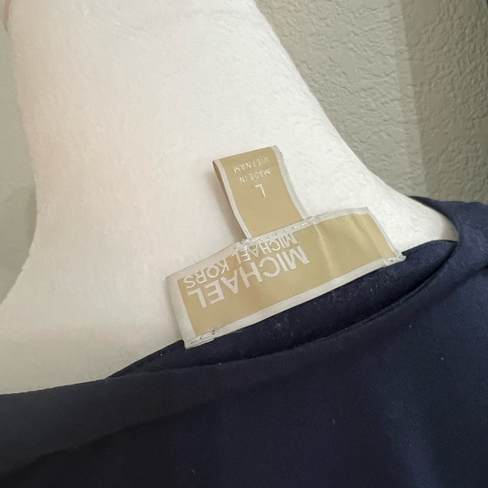 Michael Kors Shirt Dress, Navy/Gold trim, Size L - Picture 12 of 15
